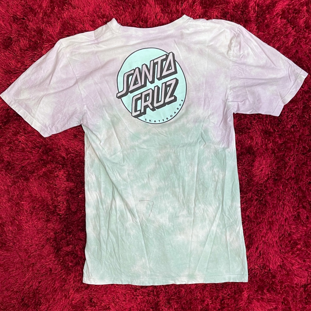 Santa Cruz Brand Short Sleeve Shirt Purple Teal Medium Skateboarding